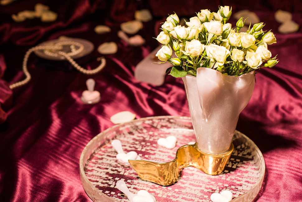 St Valentine's day Sweet Valentine - lovely glass vase with white flowers