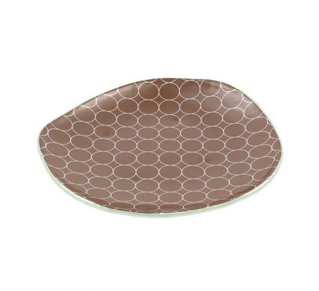 Brown Dessert Plates with a Retro Pattern Designed by Anna Vasily - 3/4 View