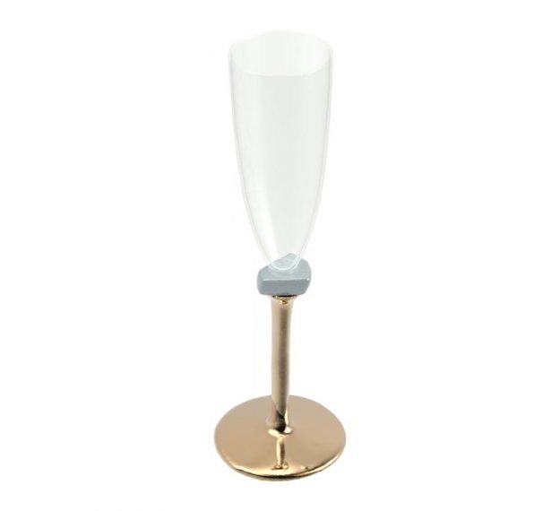 Elegant Champagne Glasses With Brass Stem Designed by Anna Vasily - 3/4 View