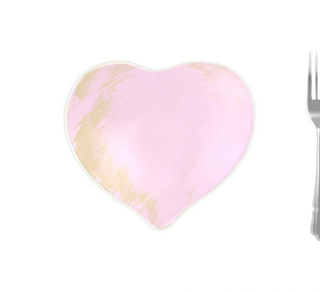 Pink Heart Plates for Romantic Valentine's Day in Bed by Anna Vasily - Measure View