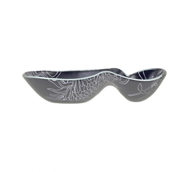 Navy Blue Twin Chip And Dip Bowls Designed by Anna Vasily - Side View