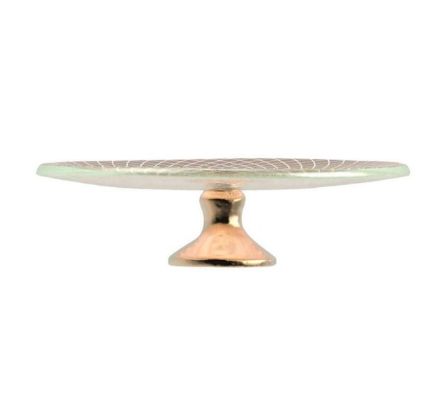 Luxurious Small Cake Stand with Brass Pedestal Designed by Anna Vasily - Side View