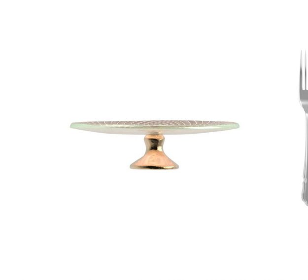 Luxurious Small Cake Stand with Brass Pedestal Designed by Anna Vasily - Measure View