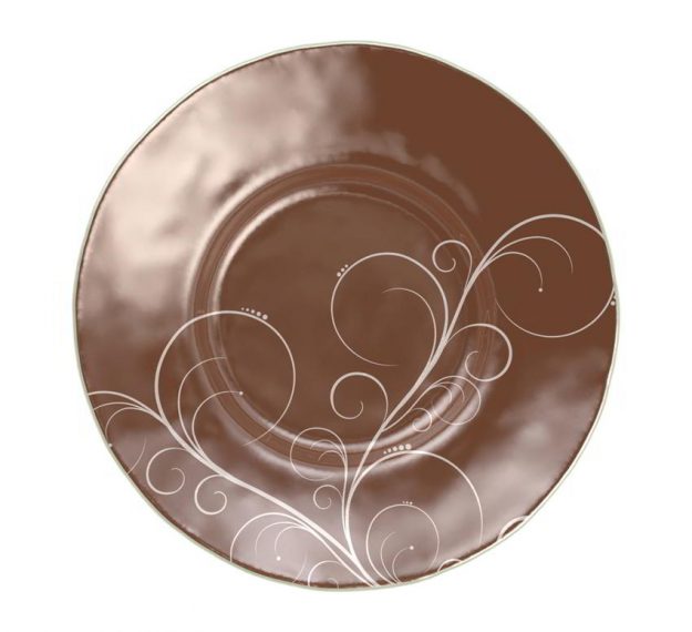 A Set of Large Pasta Plates / Risotto Bowl in Brown by Anna Vasily - Top View