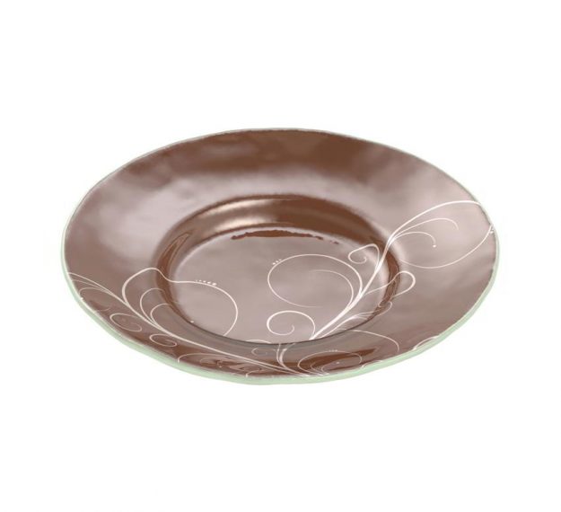 A Set of Large Pasta Plates / Risotto Bowl in Brown by Anna Vasily - 3/4 View