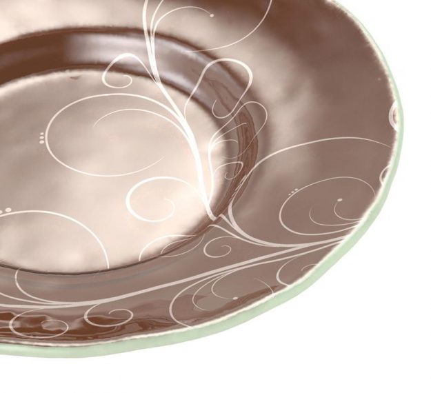 A Set of Large Pasta Plates / Risotto Bowl in Brown by Anna Vasily - Detail View