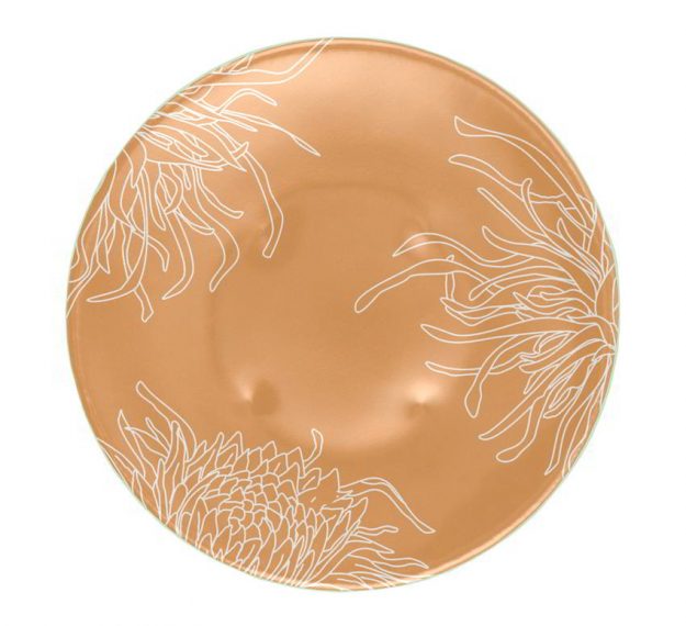 Floral Gold Dinner Plates with a Matte Finish Designed by Anna Vasily - Top View