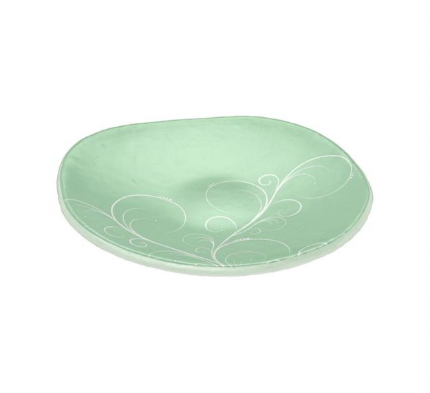 Mint Green Small Side Plates with Floral Pattern by Anna Vasily - 3/4 View