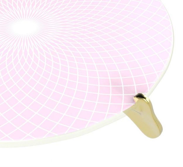 Pink Cake Tray With Brass Supports Designed by Anna Vasily - Detail View