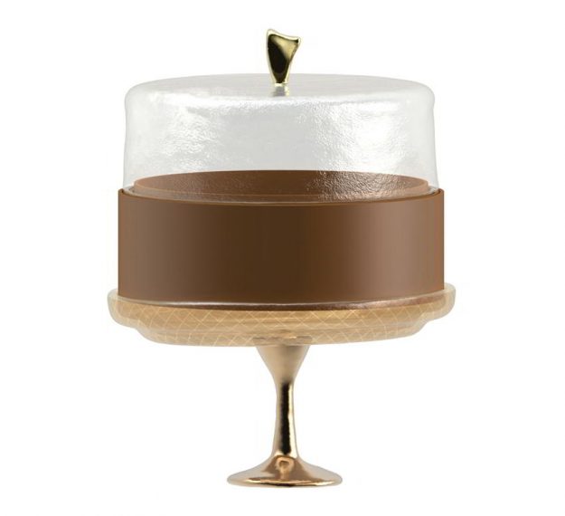 Glass Cake Stand with Lid for a small cake by Anna Vasily - Side View