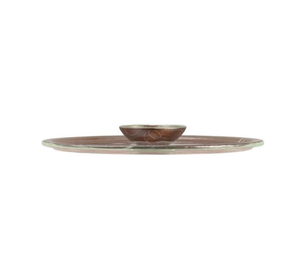Brown Chip Dip Platter with Bowl Designed by Anna Vasily - Side View