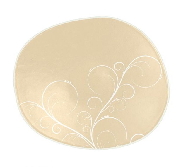 Oval Bread And Butter Plate Patterned in Beige-Cream, by Anna Vasily - Top View