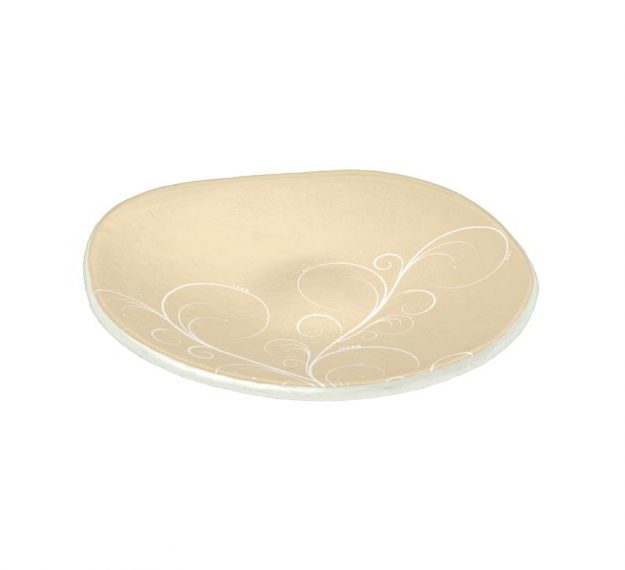 Oval Bread And Butter Plate Patterned in Beige-Cream, by Anna Vasily - 3/4 View