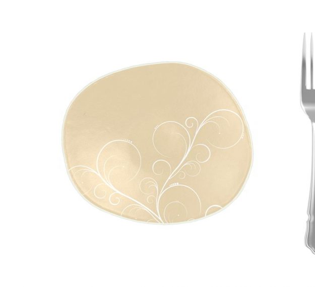 Oval Bread And Butter Plate Patterned in Beige-Cream, by Anna Vasily - Measure View
