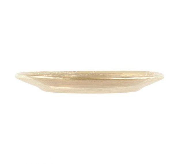 Round Small Side Plates in Beige with Floral Pattern by Anna Vasily - Side View