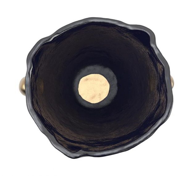 Glass Wine Ice Bucket on Pedestal with Bronze Handles by Anna Vasily - Top View
