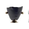 Glass Wine Ice Bucket on Pedestal with Bronze Handles by Anna Vasily - Measure View