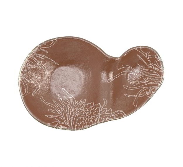 Organic Shaped Brown Chip And Dip Bowl Designed by Anna Vasily - Top View