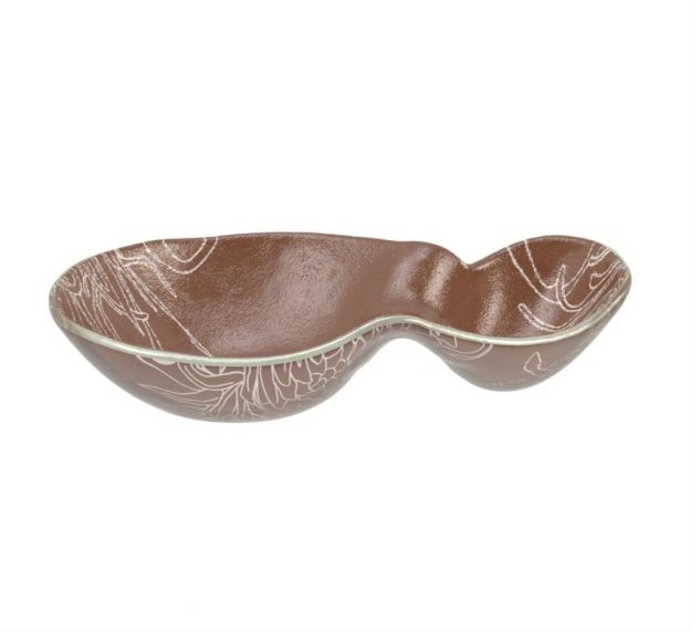 Organic Shaped Brown Chip And Dip Bowl Designed by Anna Vasily - 3/4 View