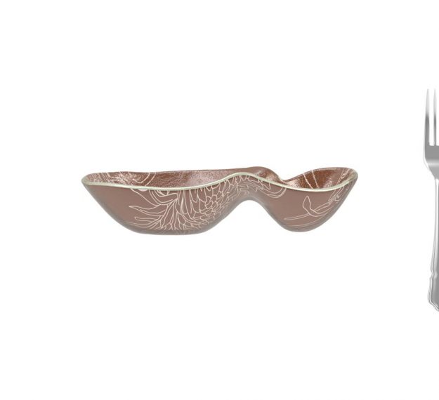 Organic Shaped Brown Chip And Dip Bowl Designed by Anna Vasily - Measure View