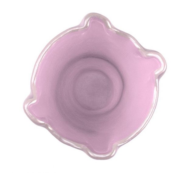 Soft Shell Pink Ice Cream Bowls Supported on a Spiral Metal Base - Top View