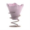 Soft Shell Pink Ice Cream Bowls Supported on a Spiral Metal Base - Side View
