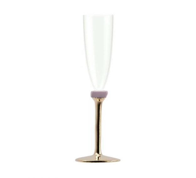 Gold Champagne Glasses With Bronze Stem Designed by Anna Vasily - Side View