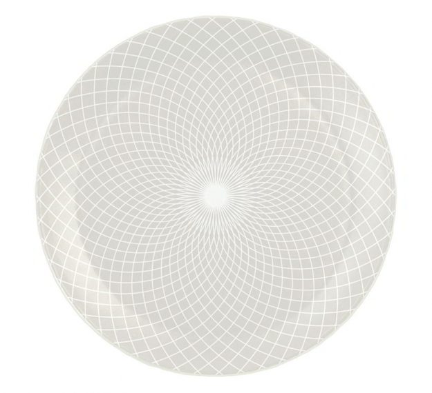 Metallic White Dinner Plate Set with a Pattern Designed by Anna Vasily - Top View