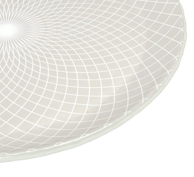 Metallic White Dinner Plate Set with a Pattern Designed by Anna Vasily - Detail View