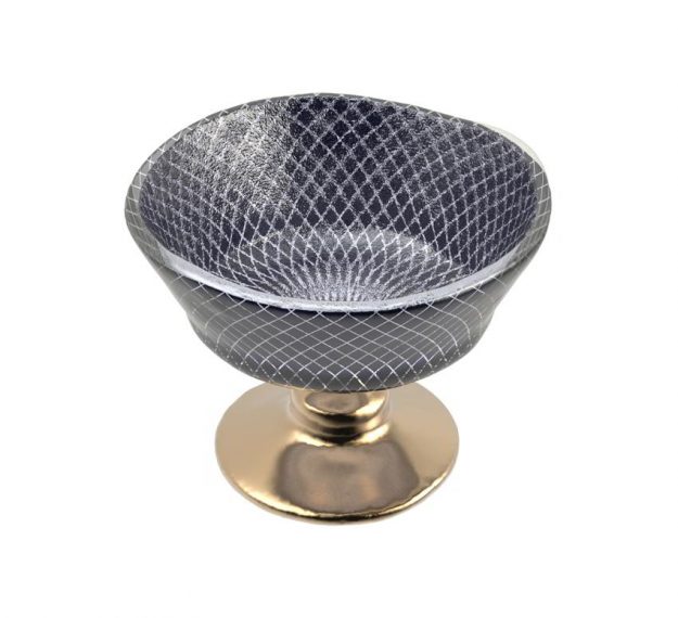 Elegant Navy Blue Dessert Bowls with Pattern Designed by Anna Vasily - 3/4 View