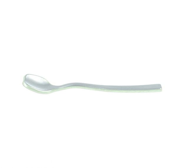 Long Dessert Spoon Tinged in Light Dawn Blue by Anna Vasily - 3/4 View