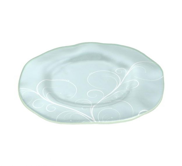 Light Blue Charger Plates with Floral Pattern Designed by Anna Vasily - 3/4 View