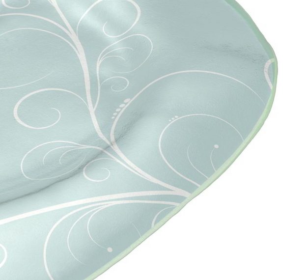 Light Blue Charger Plates with Floral Pattern Designed by Anna Vasily - Detail View
