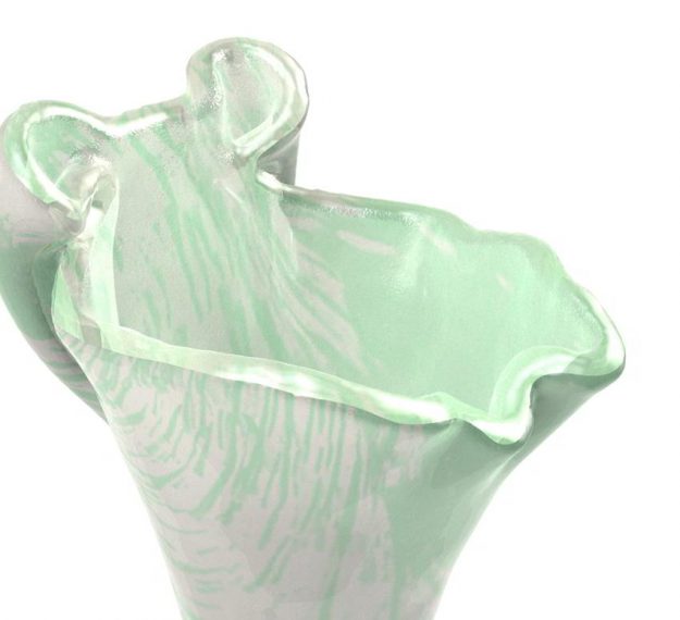 Glass Flower Vase Design in Pearly White and Green by AnnaVasily - Detail View