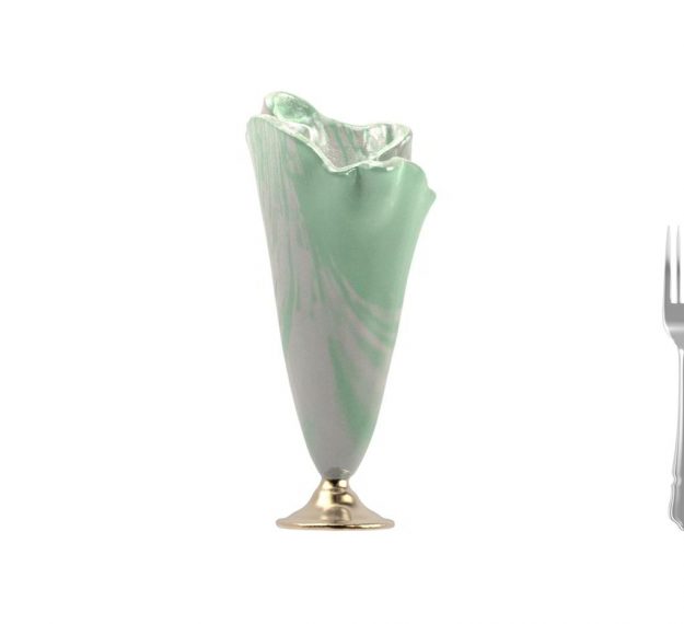 Glass Flower Vase Design in Pearly White and Green by AnnaVasily - Measure View