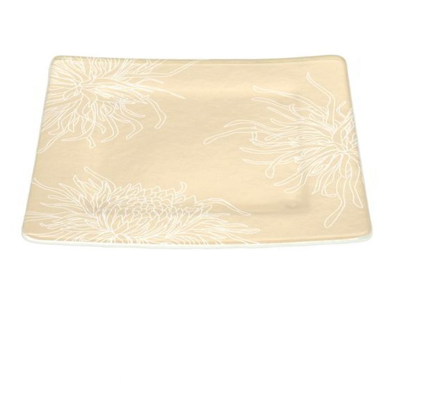 Floral Charger Plates in Cream-Beige Designed by Anna Vasily - 3/4 View