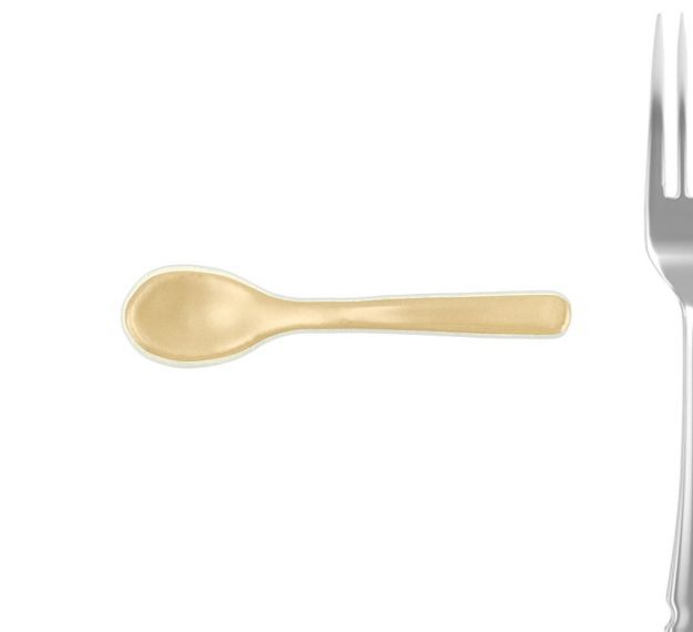 Cream-Coloured Small Glass Tea Spoon Designed by Anna Vasily - Measure View
