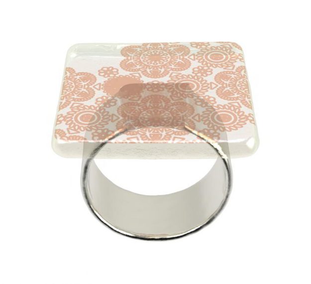 Matte Gold Square Napkin Ring Holder Designed by Anna Vasily - 3/4 View