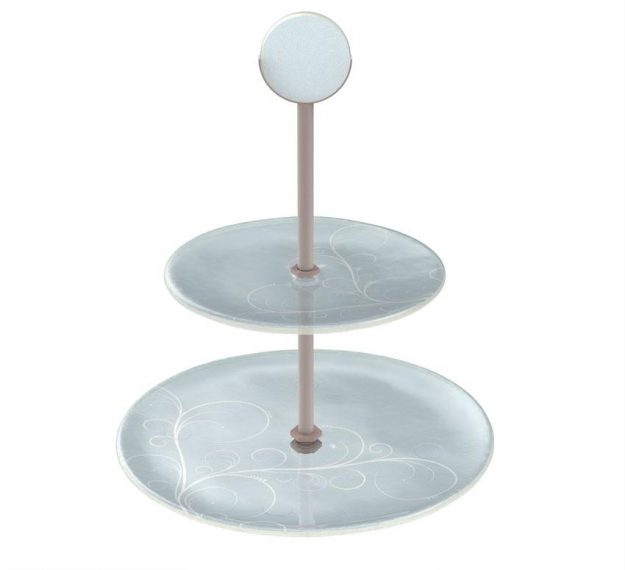 Classic 2-Tier Cake Stand Pastel Blue High Tea Stand by Anna Vasily - 3/4 View