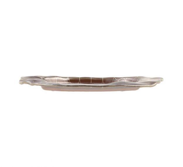 Organic Decorative Brown Glass Platter Designed by Anna Vasily - Side View