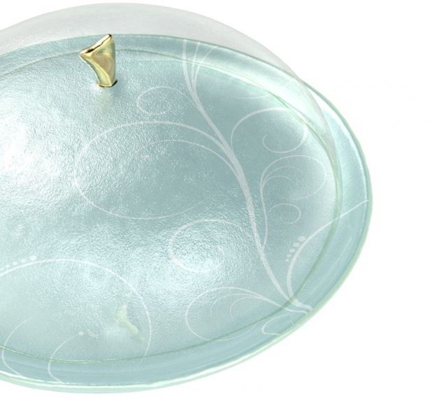 Light Blue Serving Platter with Lid in Glass Designed by Anna Vasily - Detail View