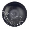 Navy Blue Round Salad Bowl with Floral Pattern by Anna Vasily - Top View