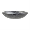 Navy Blue Round Salad Bowl with Floral Pattern by Anna Vasily - Side View