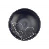 Navy Blue Round Salad Bowl with Floral Pattern by Anna Vasily - Measure View
