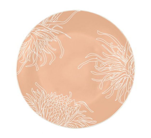 Romantic Floral Rose Gold Pasta Plates Designed by Anna Vasily - Top View