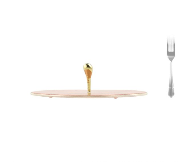 Rose Gold Platter with Polished Brass Handle Designed by Anna Vasily - Measure View