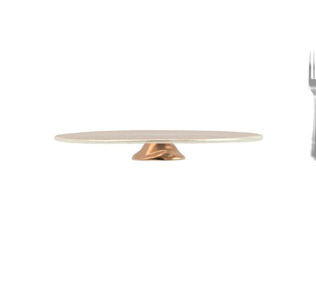 Rose Gold Glass Cake Tray on Pedestal by Anna Vasily - Measure View