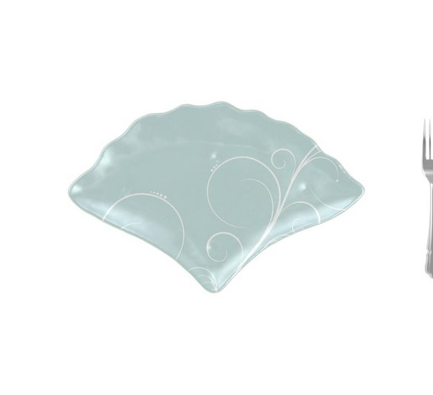 Pastel Blue Charger Plates, Fan-Shaped, Designed by Anna Vasily - Measure View