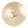 AnnaVasily - Xante is a large fruit bowl in cream and our Vivace pattern on a square bronze pedestal.-Top View