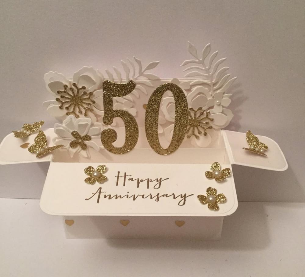 Handmade Personalised Golden Anniversary Wedding Day Birthday Engagement Boxed